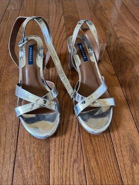 Margaux Metallic Silver Crisscross Slingback Heels